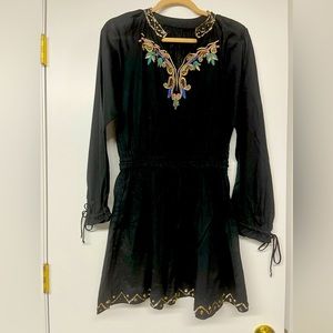 Black Cotton Long Sleeve New Cover Up with Beading
